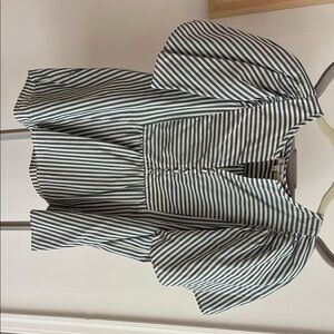 Madewell Black and White Sailor Collar Button Down Shirt